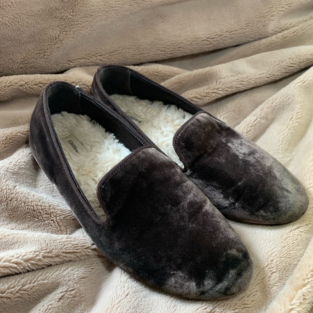 Birdies Black Plush Slip-On Loafers